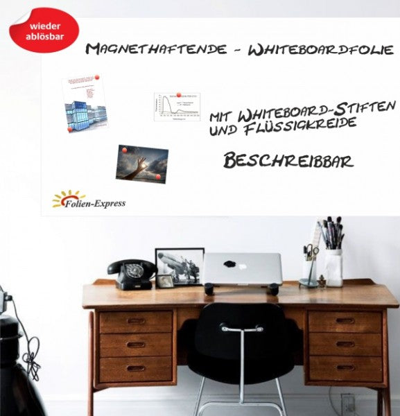 Magnethaftende Whiteboard Folie weiss glanz ablösbar