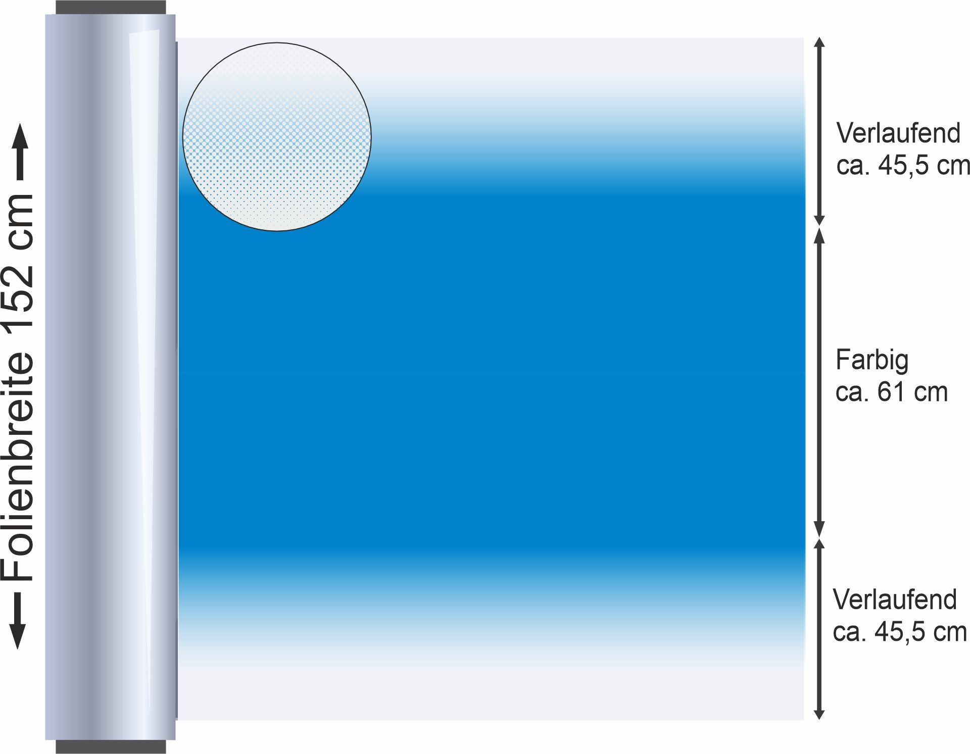 Transparente Verlaufsfolie Blau B45M23