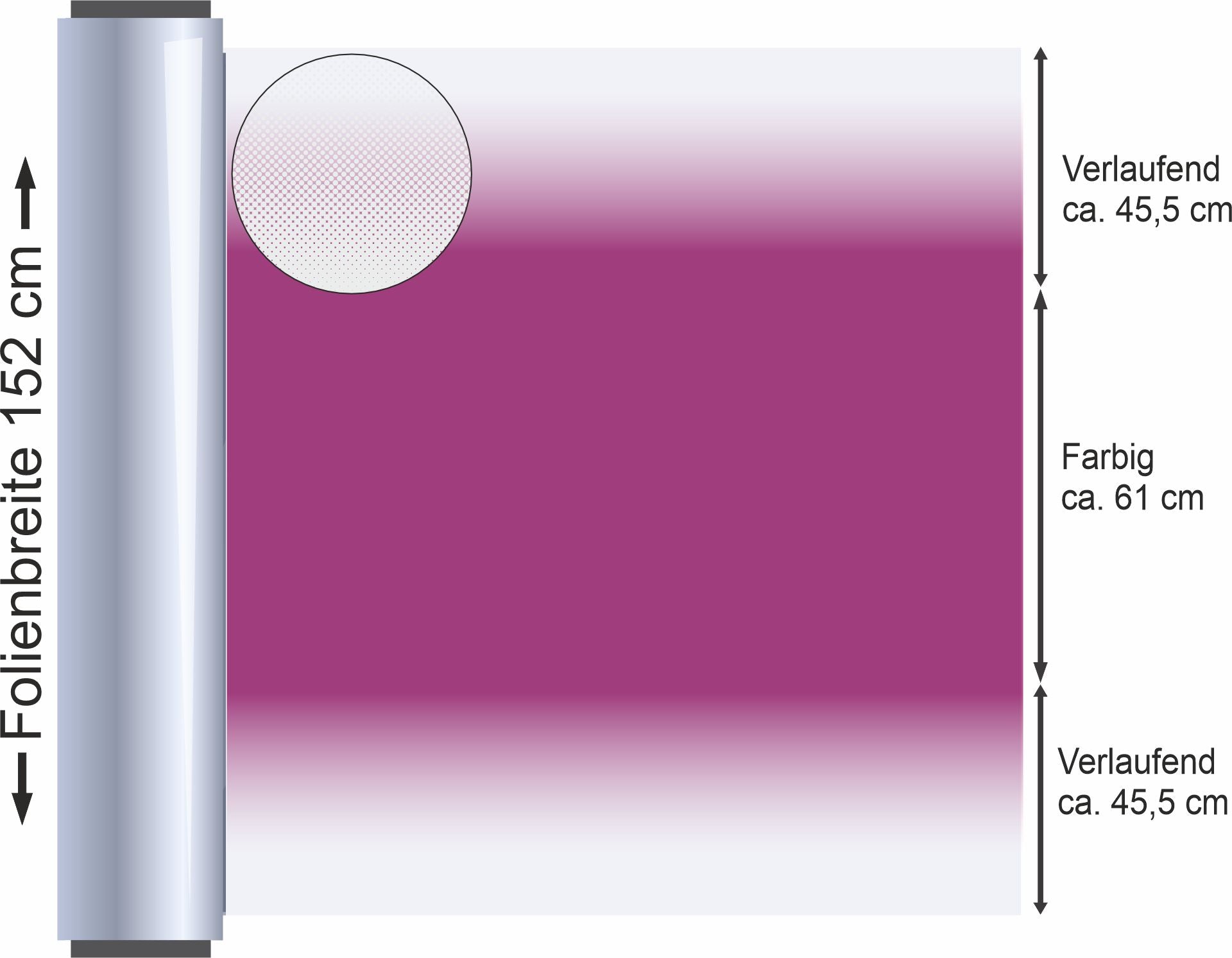 Transparente Verlaufsfolie Pink B45M20