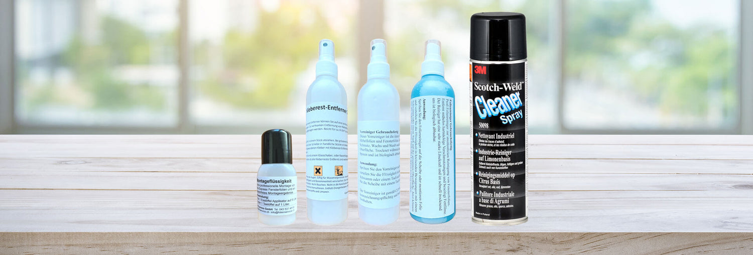 Zubehör zur Reinigung, Pflege und zum Schutz von Fensterfolien